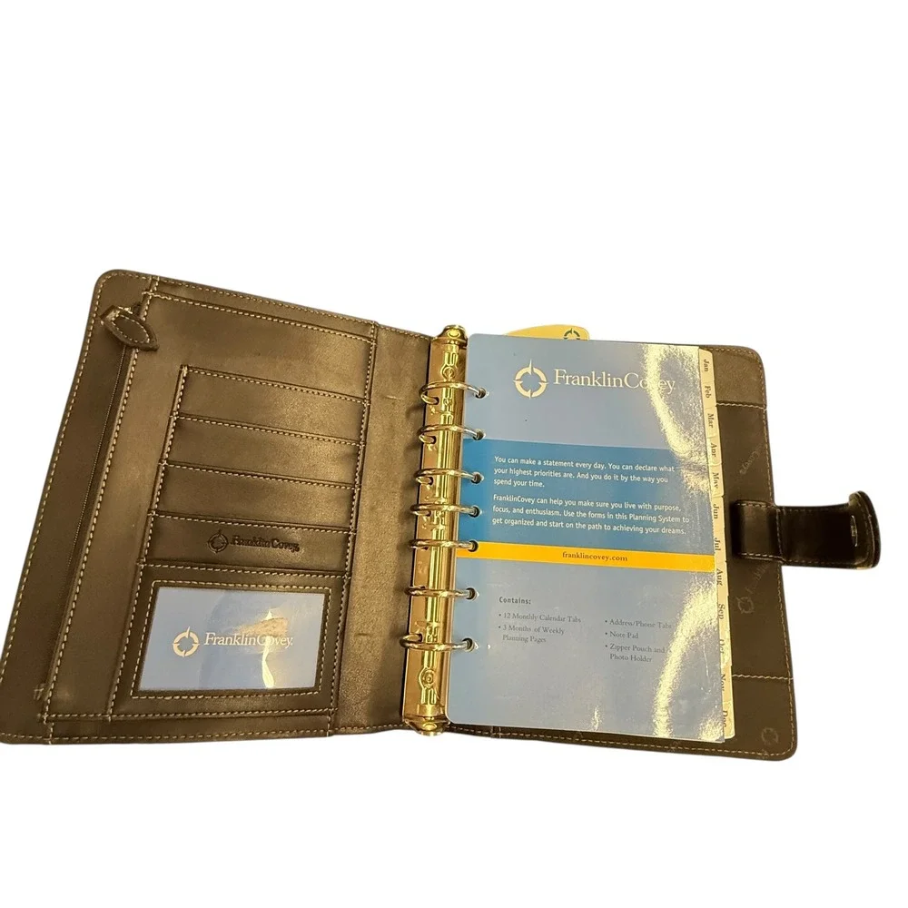 Franklin Covey Faux Leather Planner Organizer Tabs‎ and Pockets Black